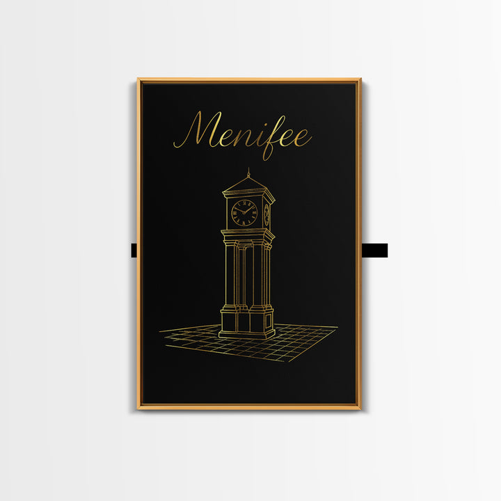 Menifee Travel Poster, Canvas Print, Black Gold Minimalist Art, Menifee Travel Art, City Art Print, Travel Wall Art, Travel Art Print