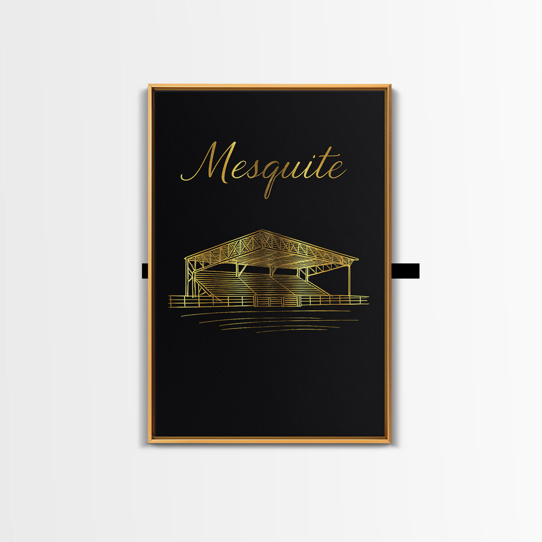 Mesquite Travel Poster, Framed Canvas Print, Minimalist Gold Line Art, Mesquite Art Print, Home Office Decor, Travel Art Print