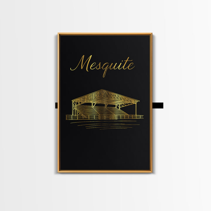 Mesquite Travel Poster, Framed Canvas Print, Minimalist Gold Line Art, Mesquite Art Print, Home Office Decor, Travel Art Print