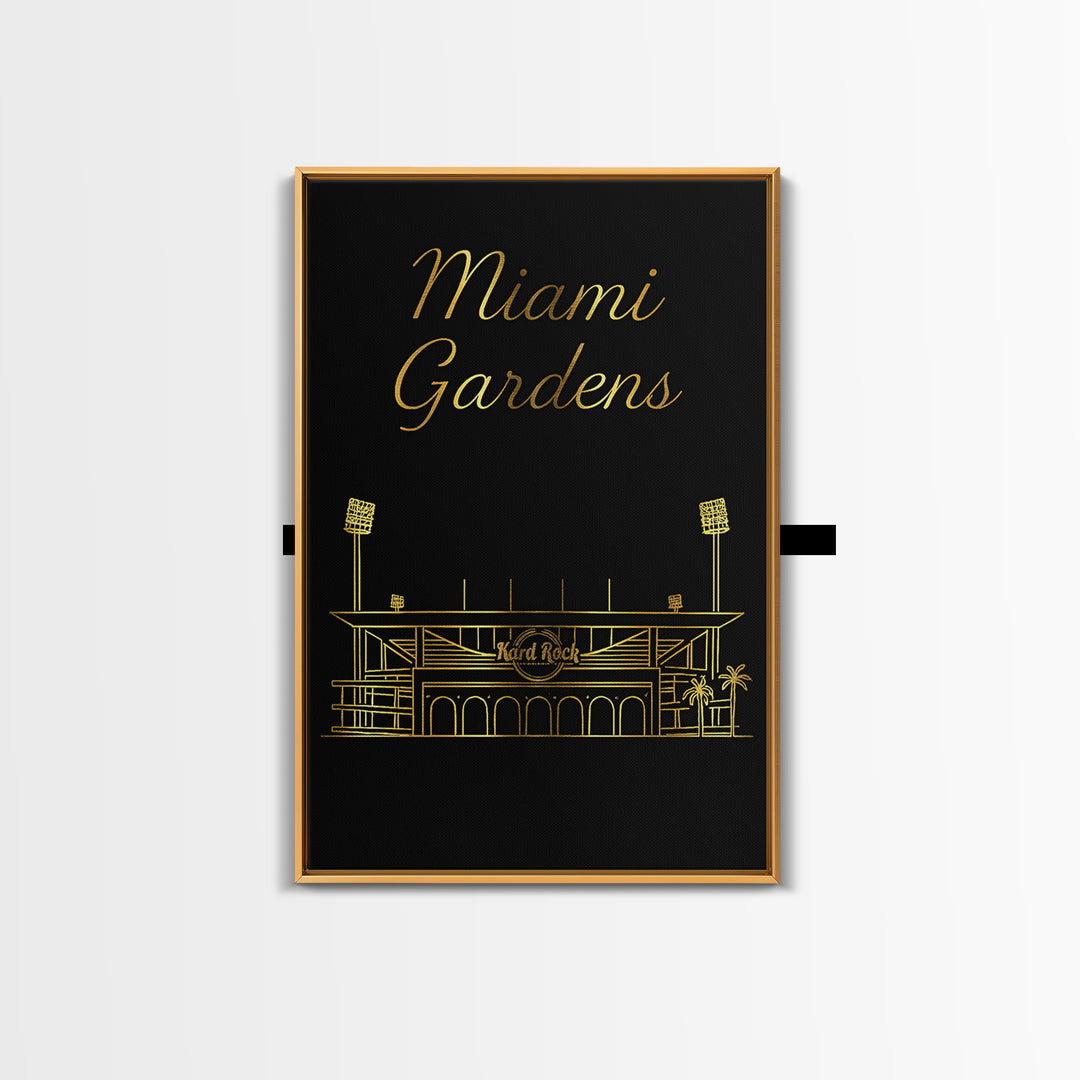 Miami Gardens Florida Travel Poster, Canvas Print, Dark Minimalist Wall Art, Miami Gardens Print, Wanderlust Decor, Retro Travel Print