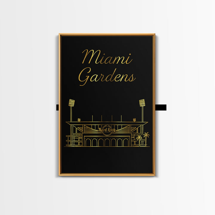 Miami Gardens Florida Travel Poster, Canvas Print, Dark Minimalist Wall Art, Miami Gardens Print, Wanderlust Decor, Retro Travel Print
