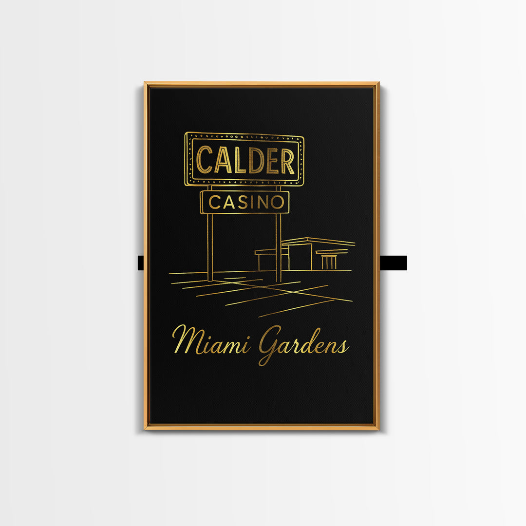 Miami Gardens Travel Poster, Canvas Print, Black Gold Minimalist Art, Miami Gardens City Art, City Travel Prints, Travel Wall Art