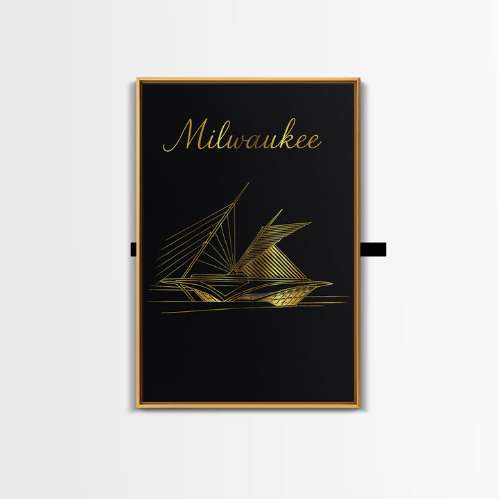 Milwaukee Wisconsin Travel Poster, Framed Canvas Print, Dark Minimalist Wall Art, Milwaukee Poster Print, Fine Art Print, Gift For Travelers