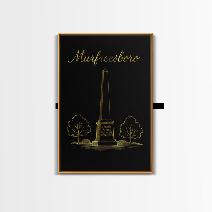 Murfreesboro Tennessee Travel Poster, Canvas Print, Gold Outline Poster Art, Murfreesboro City Art, Retro Travel Print, Wanderlust Decor