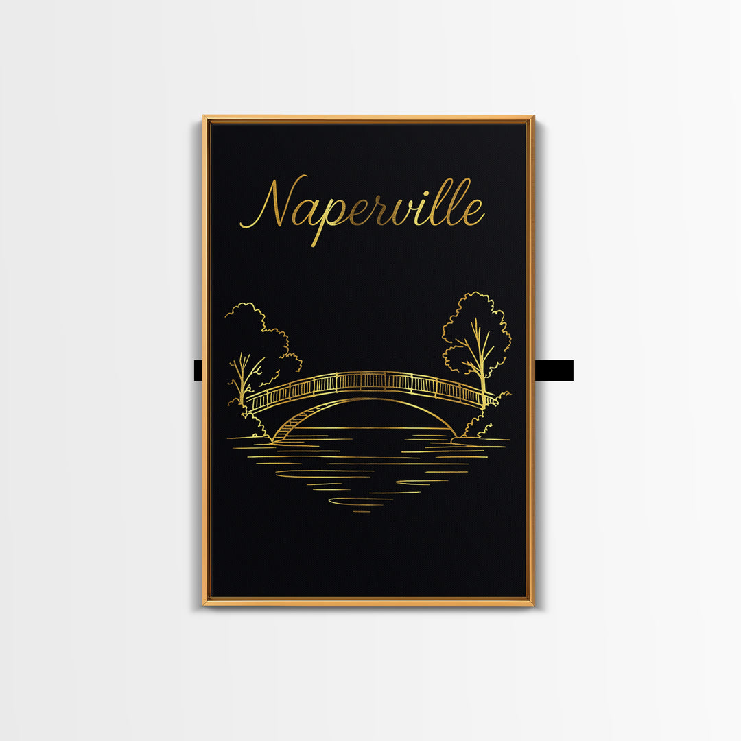 Naperville Illinois Travel Poster, Canvas Print, Dark Minimalist Wall Art, Naperville Wall Art, Living Room Wall Art, Travel Wall Decor