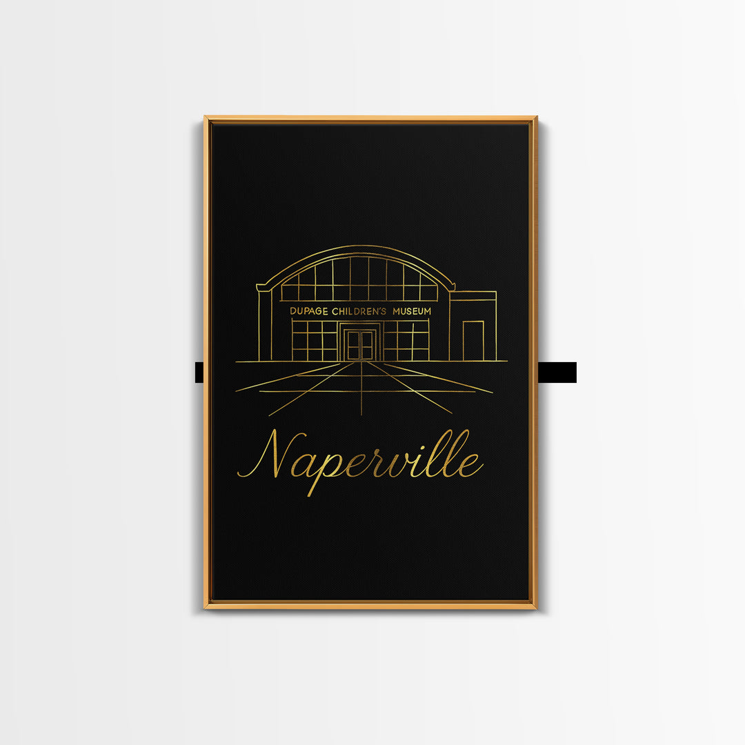 Naperville Travel Poster, Canvas Print, Dark Minimalist Wall Art, Naperville Travel Art, Travel Art Print, Wanderlust Decor, Home Decor