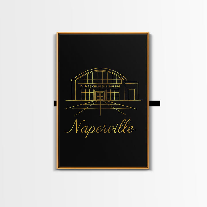 Naperville Travel Poster, Canvas Print, Dark Minimalist Wall Art, Naperville Travel Art, Travel Art Print, Wanderlust Decor, Home Decor