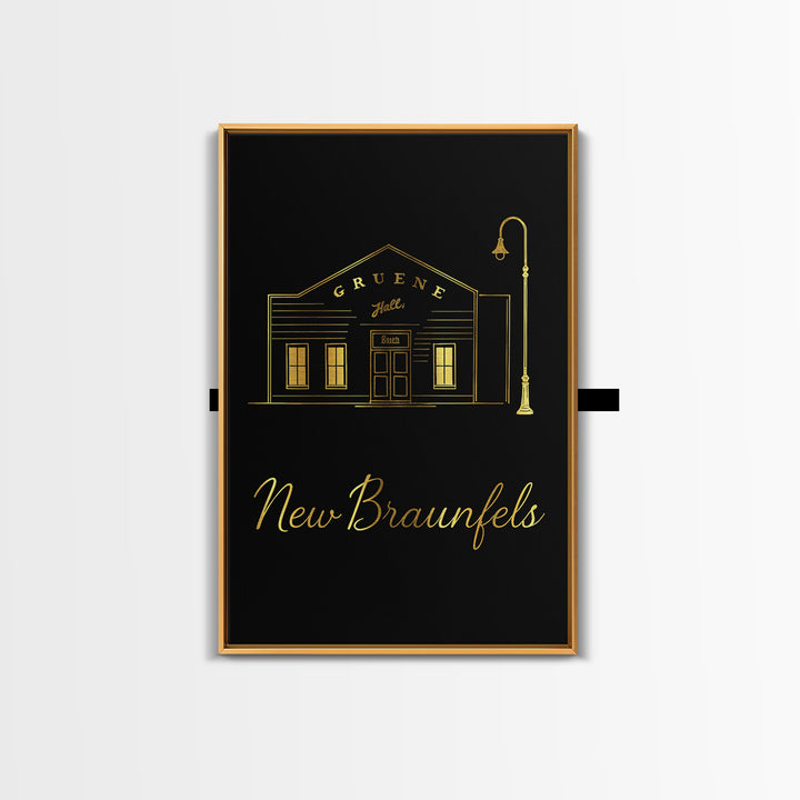 New Braunfels Travel Poster, Canvas Print, Minimalist Gold Line Art, New Braunfels City Art, Modern Wall Decor, Travel Wall Art