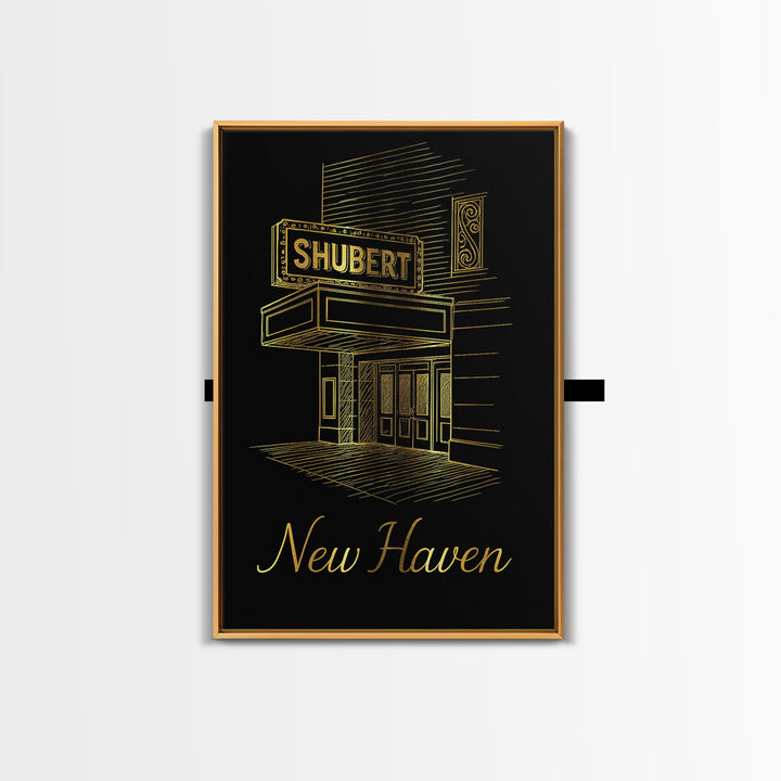 New Haven Travel Poster, Canvas Print, Minimalist Gold Line Art, New Haven Art Print, City Art Print, Travel Wall Art, Vintage City Poster