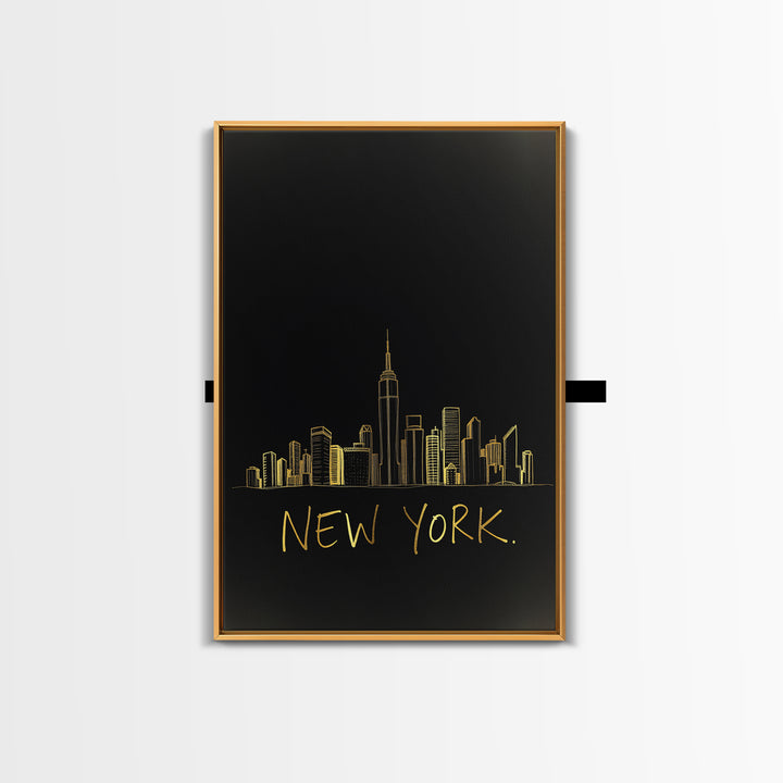 New York Travel Poster, Canvas Print, Minimalist Gold Line Art, New York Poster Print, Travel Poster Art, Travel Wall Decor, City Poster