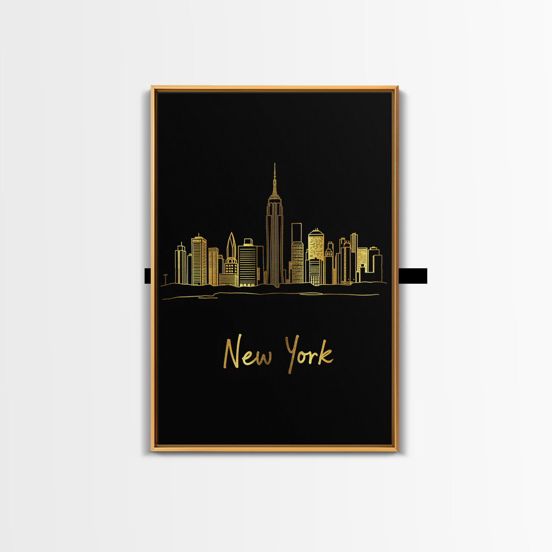 New York Travel Poster, Canvas Print, Dark Minimalist Wall Art, New York City Art, Home Office Decor, Living Room Wall Art, Travel Gift