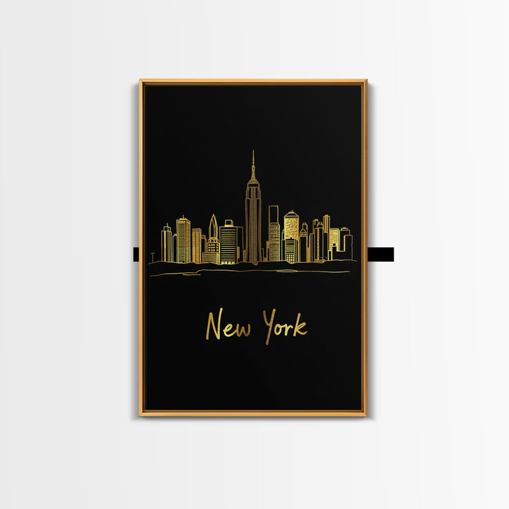 New York Travel Poster, Canvas Print, Dark Minimalist Wall Art, New York City Art, Home Office Decor, Living Room Wall Art, Travel Gift