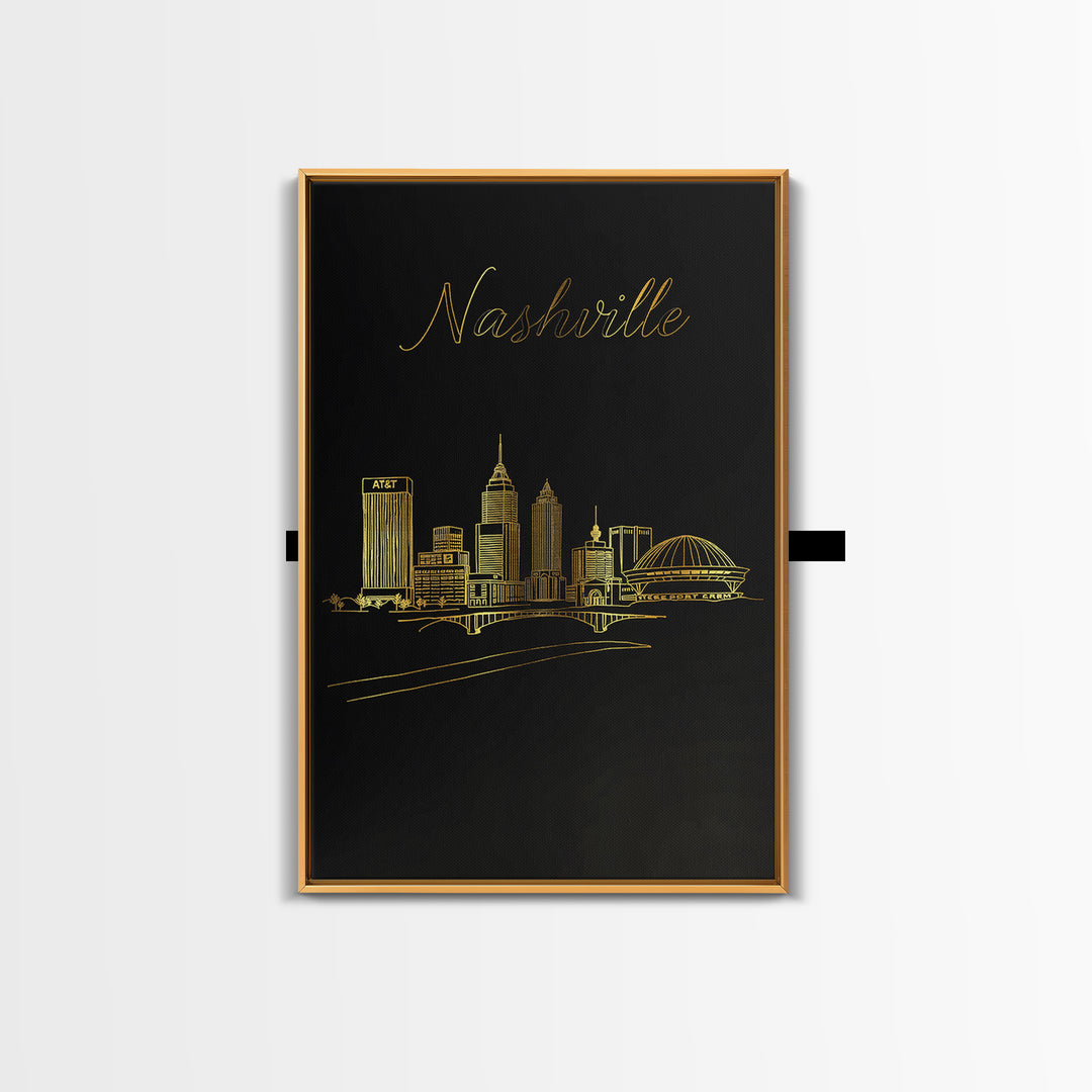 New York Travel Poster, Framed Canvas Print, Minimalist Gold Line Art, New York Wall Art, City Art Print, Travel Art Print, Poster Print