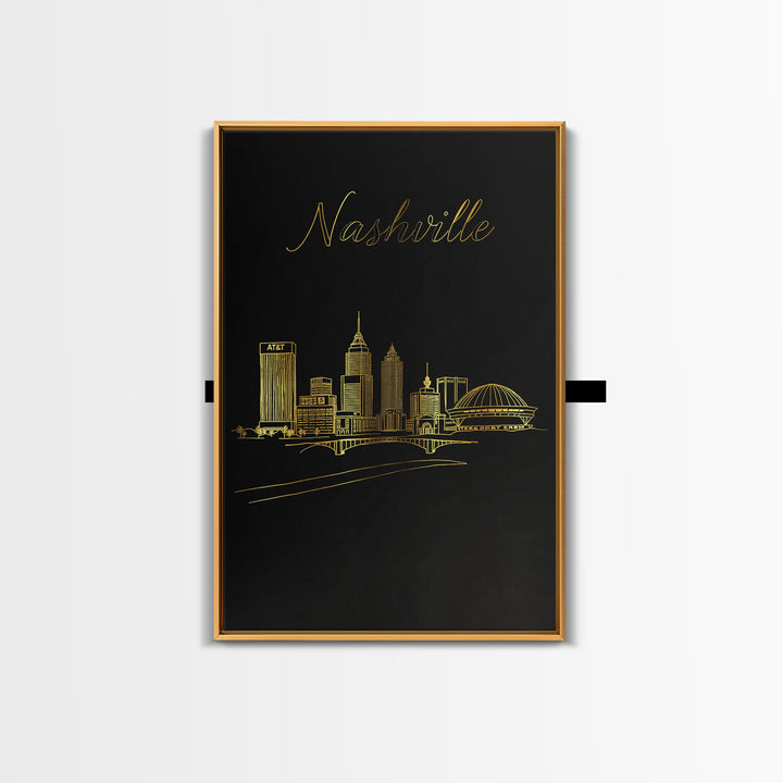 New York Travel Poster, Framed Canvas Print, Minimalist Gold Line Art, New York Wall Art, City Art Print, Travel Art Print, Poster Print