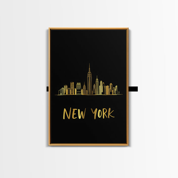 New York Travel Poster, Canvas Print, Minimalist Gold Line Art, New York Poster Print, Wanderlust Decor, Eclectic Wall Decor, Poster Art