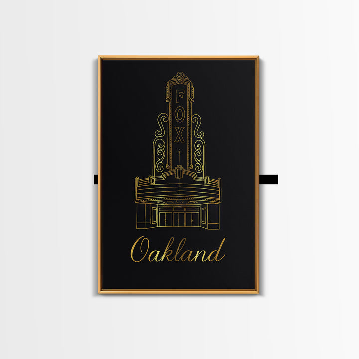 Oakland California Travel Poster, Canvas Print, Gold Outline Poster Art, Oakland City Art, Travel Poster Set, Gift For Travelers, Home Decor
