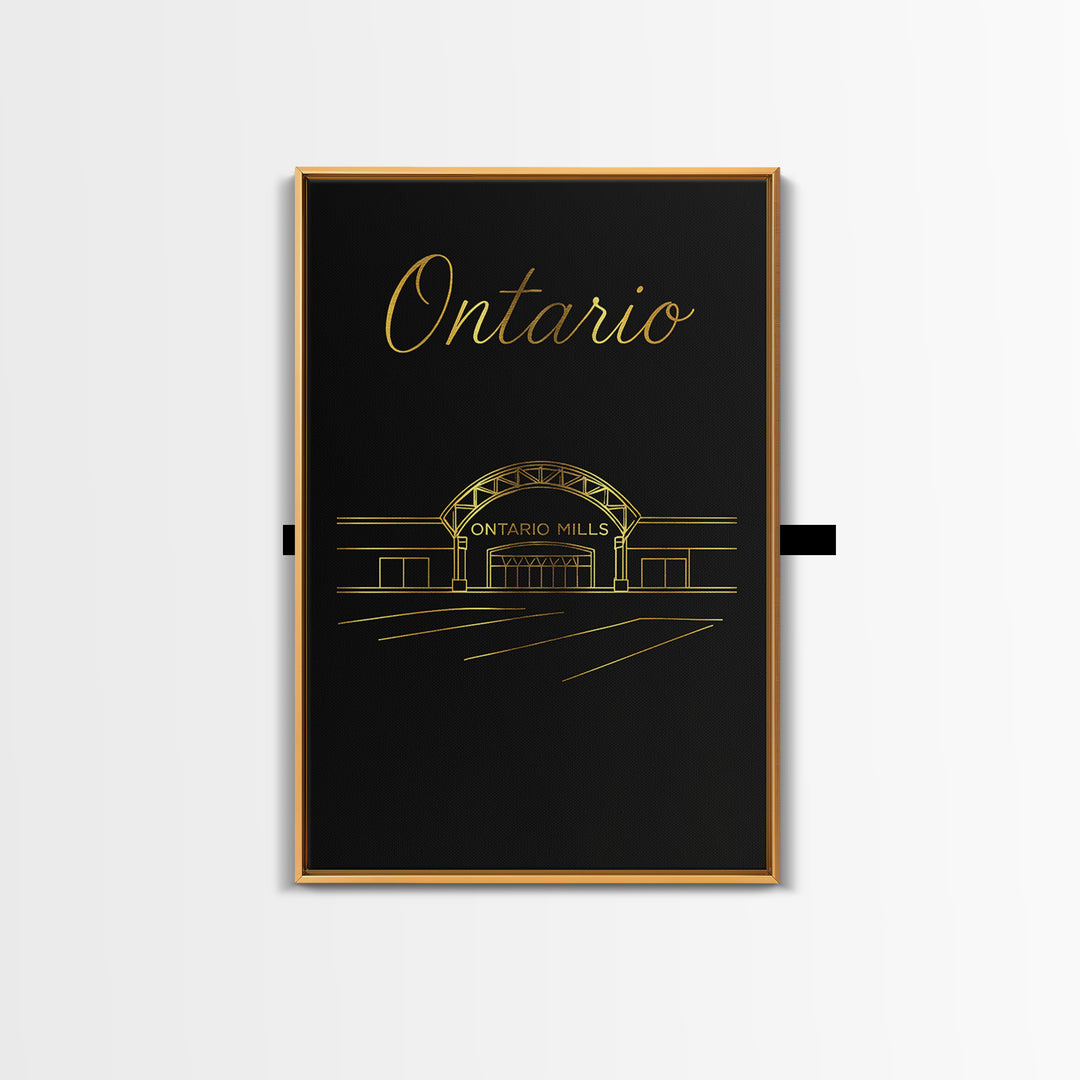 Ontario California Travel Poster, Framed Canvas Print, Dark Minimalist Wall Art, Ontario Poster Print, Travel Poster Art, Travel Wall Decor