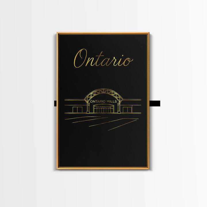 Ontario California Travel Poster, Framed Canvas Print, Dark Minimalist Wall Art, Ontario Poster Print, Travel Poster Art, Travel Wall Decor