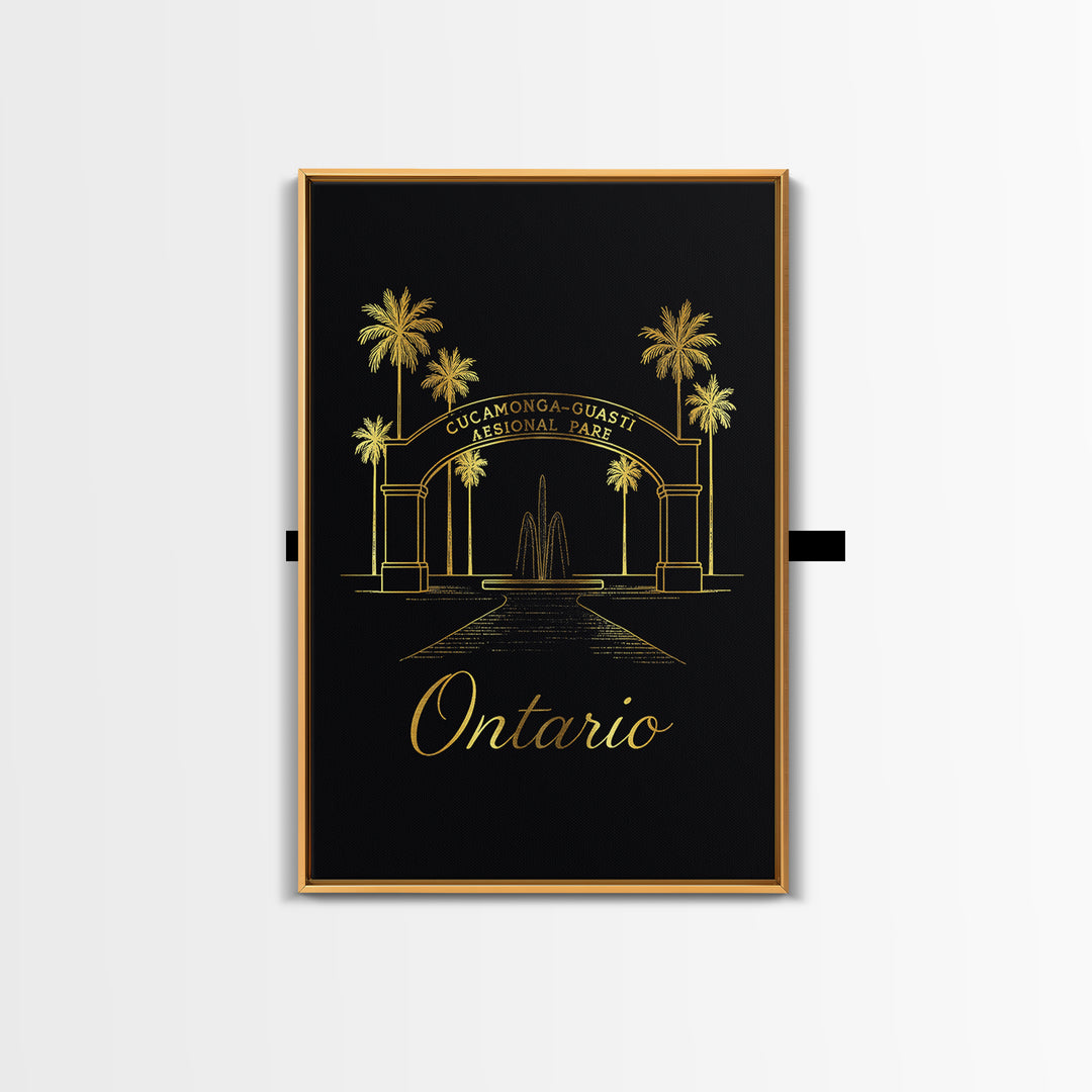 Ontario Travel Poster, Framed Canvas Print, Gold Outline Poster Art, Ontario Travel Art, Vintage City Art, Fine Art Print, Travel Gift