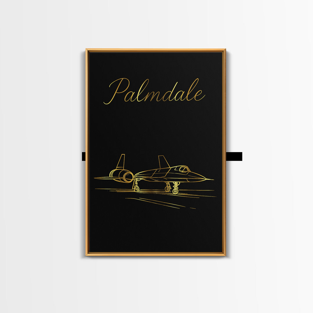 Palmdale California Travel Poster, Canvas Print, Gold Outline Poster Art, Palmdale Art Print, Wall Decor, Wall Art, Fine Art Print