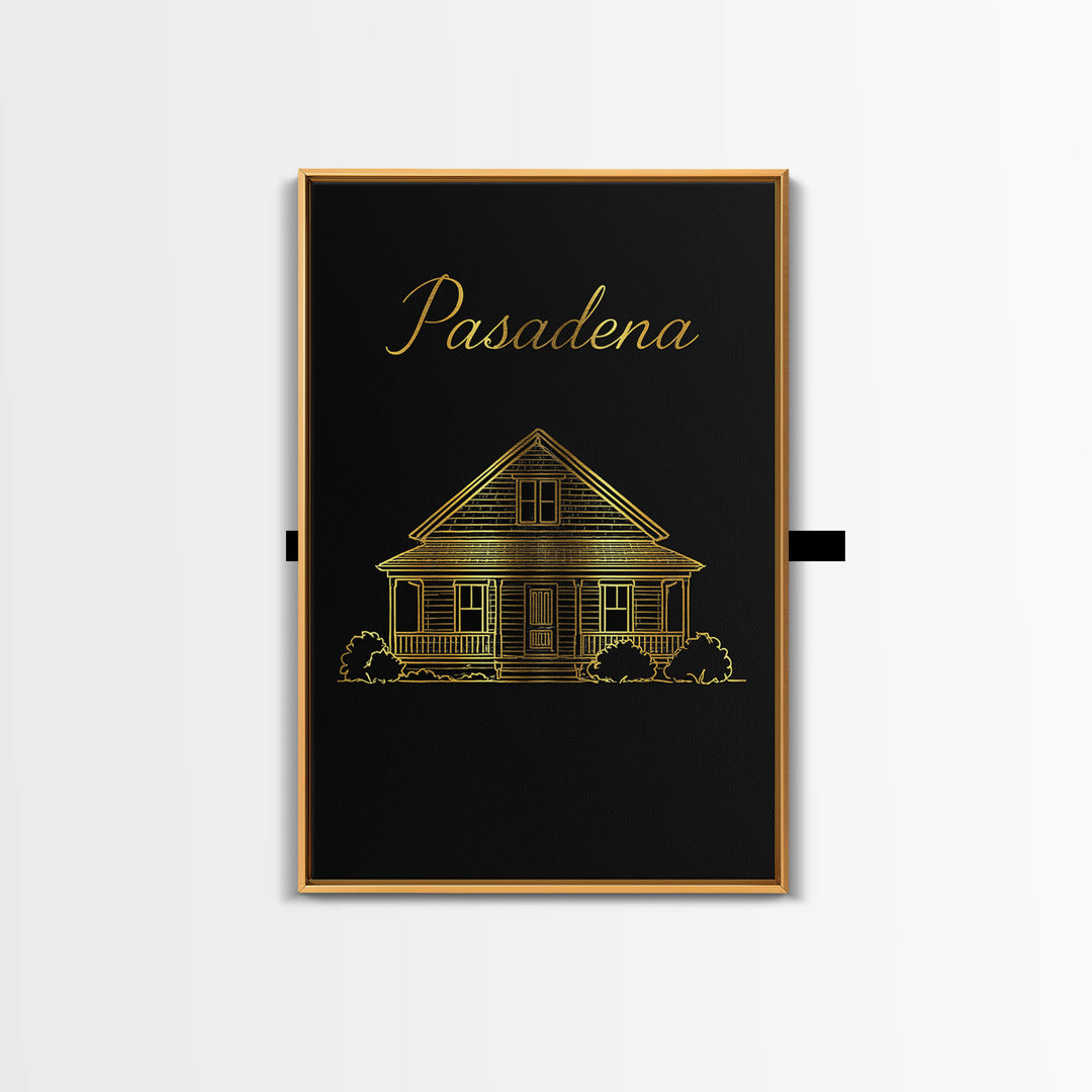 Pasadena California Travel Poster, Canvas Print, Dark Minimalist Wall Art, Pasadena Poster Print, Travel Poster Art, Gift For Travelers