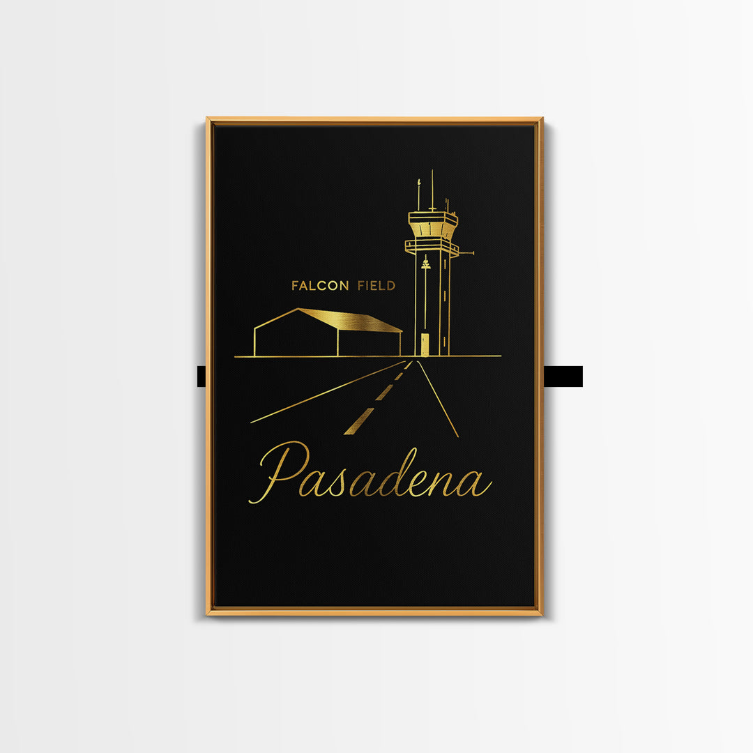 Pasadena Travel Poster, Framed Canvas Print, Black Gold Minimalist Art, Pasadena City Art, Fine Art Print, Travel Poster Art, Wall Art