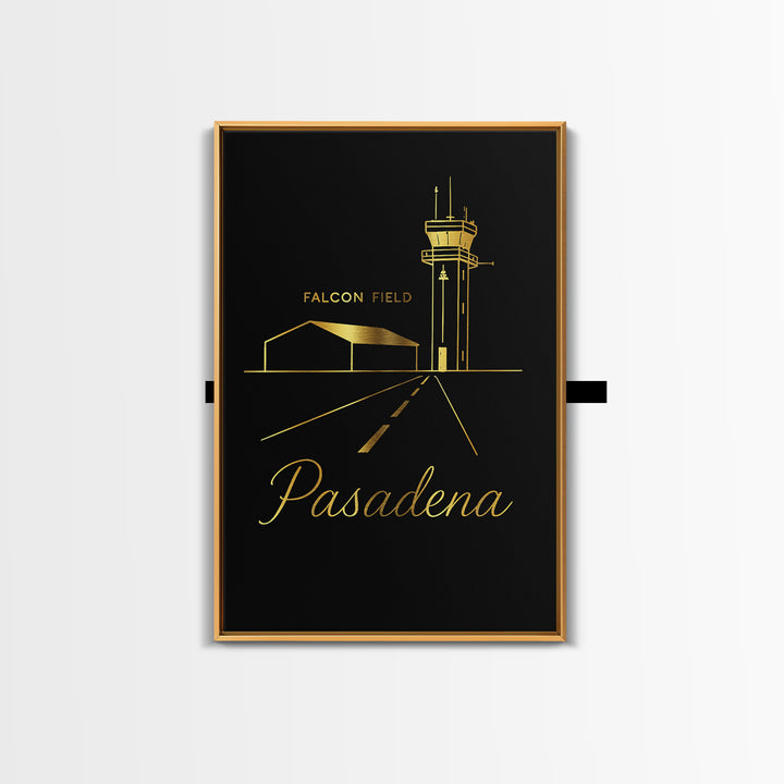 Pasadena Travel Poster, Framed Canvas Print, Black Gold Minimalist Art, Pasadena City Art, Fine Art Print, Travel Poster Art, Wall Art
