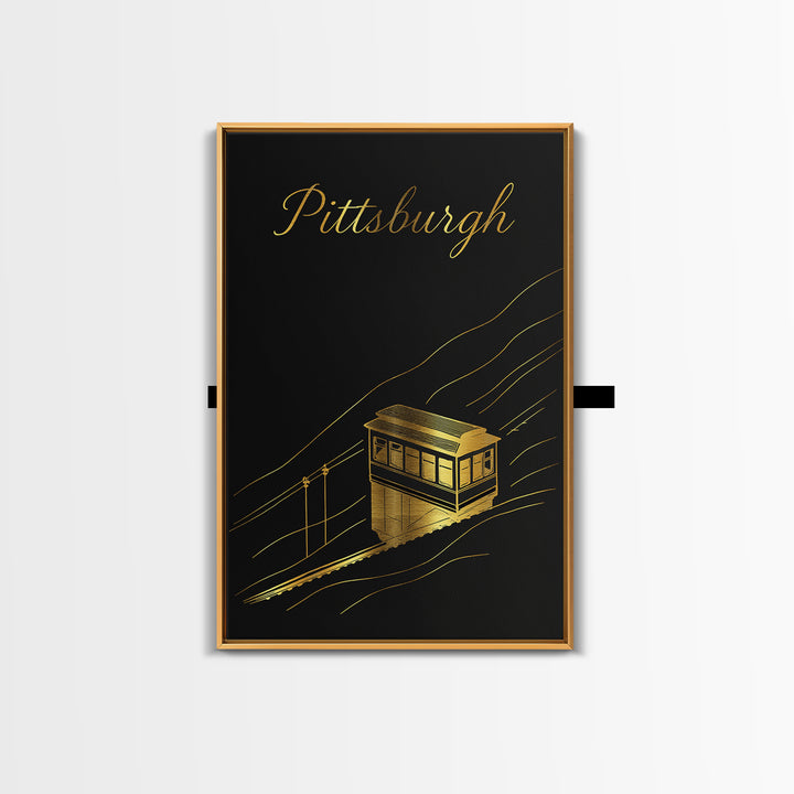 Pittsburgh Pennsylvania Travel Poster, Canvas Print, Black Gold Minimalist Art, Pittsburgh Travel Art, Wanderlust Decor, Travel Poster Set