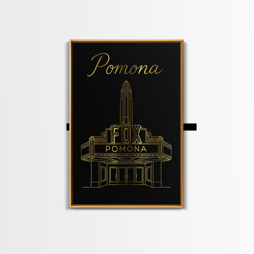 Pomona Travel Poster, Framed Canvas Print, Black Gold Minimalist Art, Pomona Wall Art, Travel Art Print, Travel Poster Set, Fine Art Print