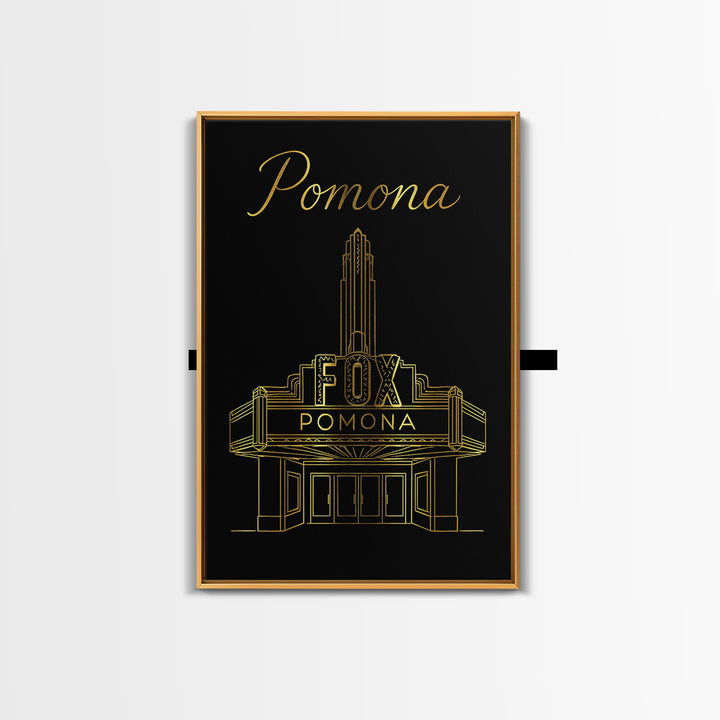 Pomona Travel Poster, Framed Canvas Print, Black Gold Minimalist Art, Pomona Wall Art, Travel Art Print, Travel Poster Set, Fine Art Print