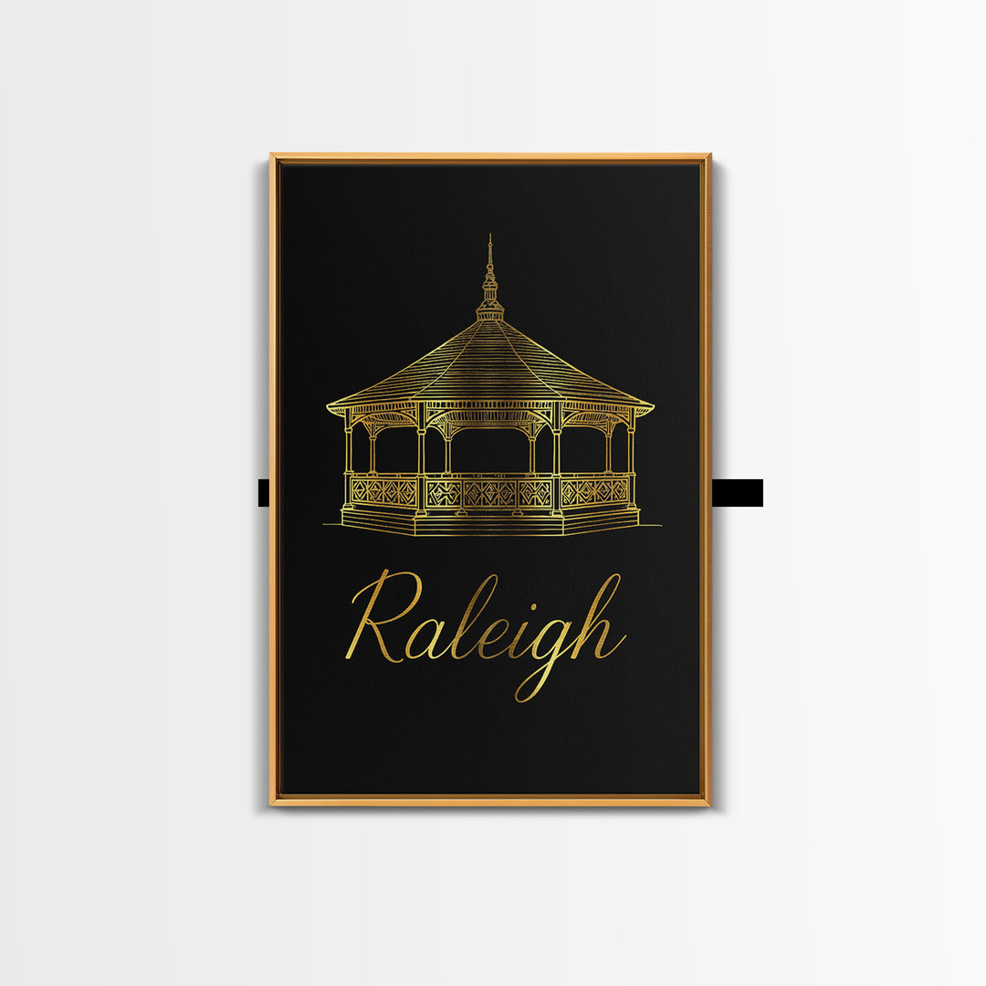 Raleigh Travel Poster, Framed Canvas Print, Dark Minimalist Wall Art, Raleigh City Art, Travel Poster Art, Fine Art Print, Poster Print