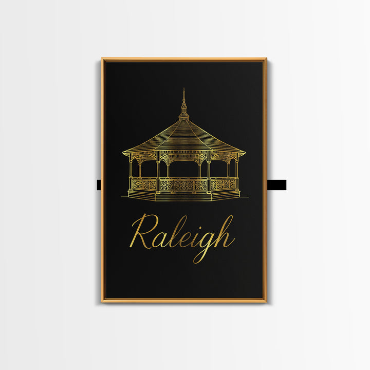 Raleigh Travel Poster, Framed Canvas Print, Dark Minimalist Wall Art, Raleigh City Art, Travel Poster Art, Fine Art Print, Poster Print