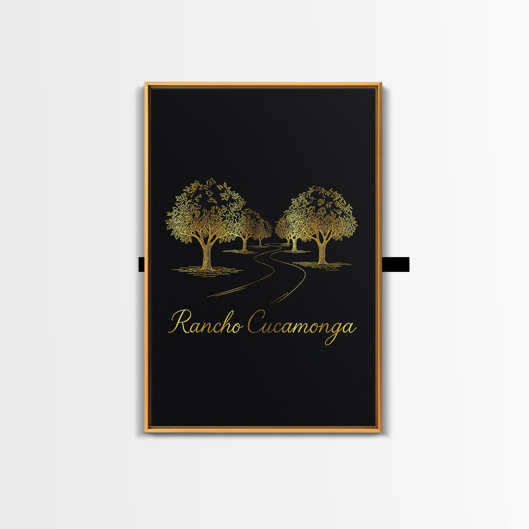 Rancho Cucamonga California Travel Poster, Canvas Print, Gold Outline Poster Art, Rancho Cucamonga Wall Art, Art Print, Travel Poster Set