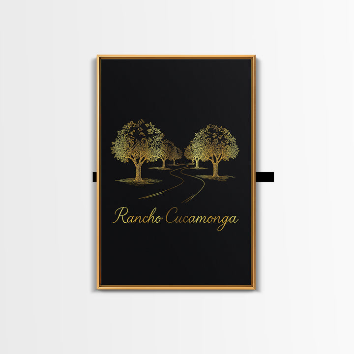Rancho Cucamonga California Travel Poster, Canvas Print, Gold Outline Poster Art, Rancho Cucamonga Wall Art, Art Print, Travel Poster Set