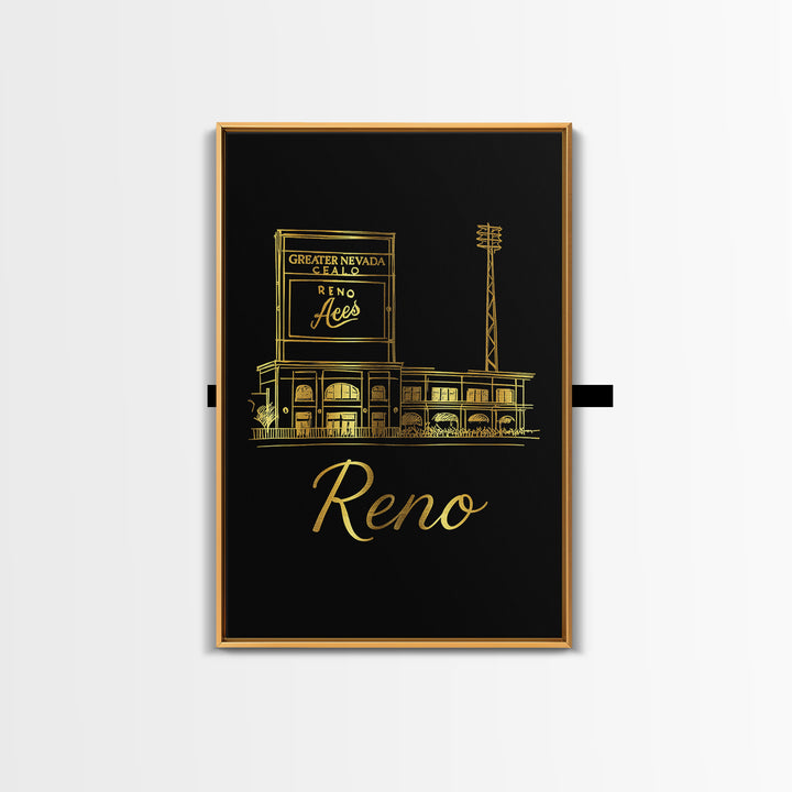 Reno Nevada Travel Poster, Canvas Print, Minimalist Gold Line Art, Reno Poster Print, Travel Poster Art, Travel Wall Decor, Travel Decor