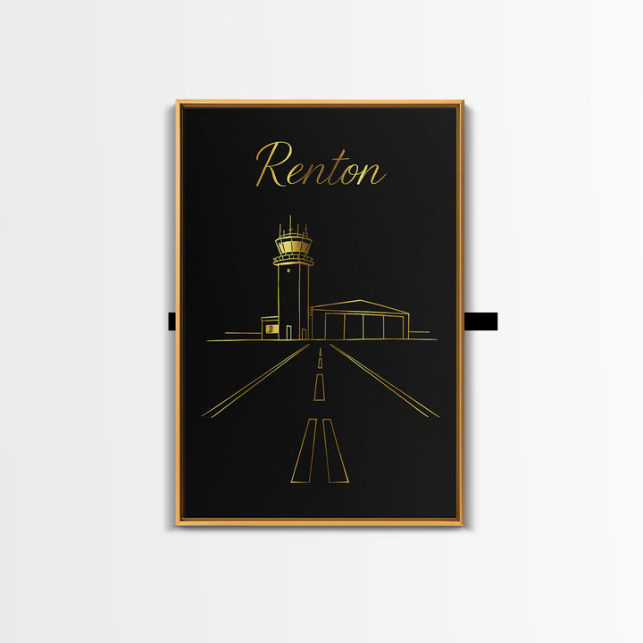 Renton Travel Poster, Framed Canvas Print, Dark Minimalist Wall Art, Renton Art Print, Travel Wall Decor, Fine Art Print, Travel Wall Art
