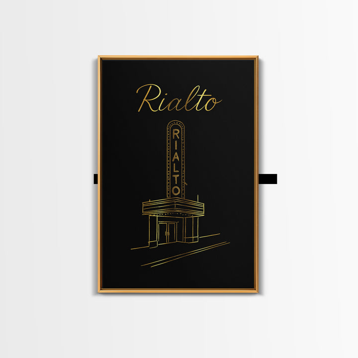 Rialto California Travel Poster, Canvas Print, Gold Outline Poster Art, Rialto Wall Art, Wall Decor, Travel Poster Set, Gift For Travelers