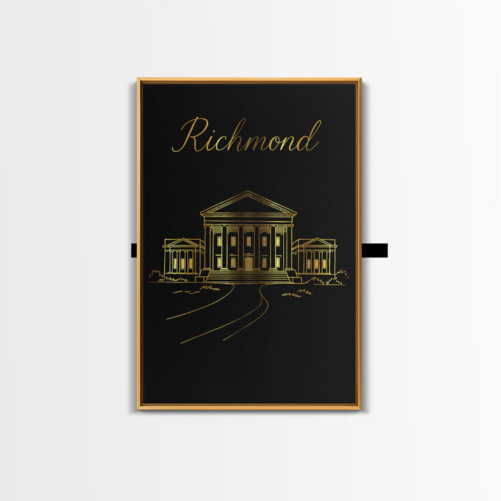 Richmond Travel Poster, Framed Canvas Print, Dark Minimalist Wall Art, Richmond Wall Art, Retro Travel Print, Travel Wall Art, Design 2