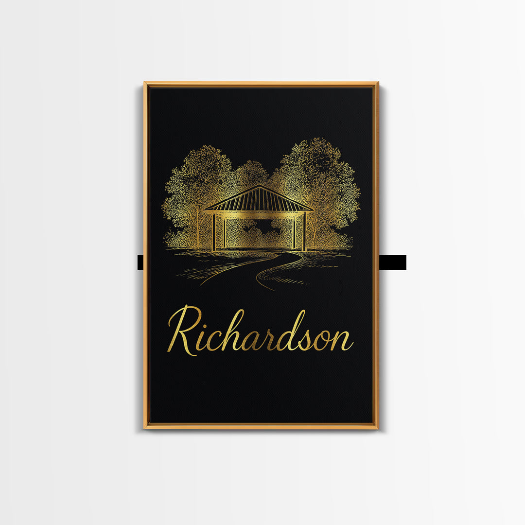 Richrdson Travel Poster, Framed Canvas Print, Dark Minimalist Wall Art, Richrdson Art Print, Travel Poster Art, City Art Print