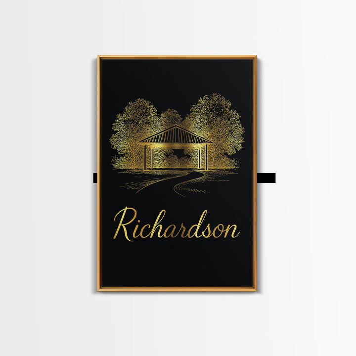 Richrdson Travel Poster, Framed Canvas Print, Dark Minimalist Wall Art, Richrdson Art Print, Travel Poster Art, City Art Print