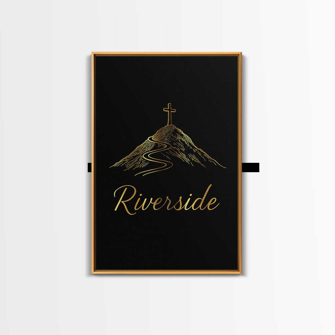 Riverside California Travel Poster, Canvas Print, Minimalist Gold Line Art, Riverside Art Print, Wall Decor, City Illustration, Art Print