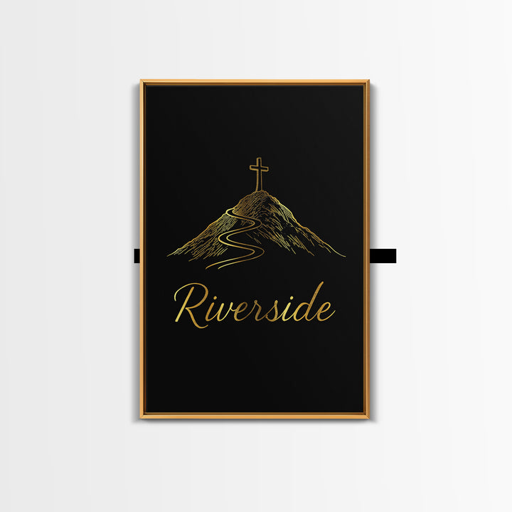 Riverside California Travel Poster, Canvas Print, Minimalist Gold Line Art, Riverside Art Print, Wall Decor, City Illustration, Art Print