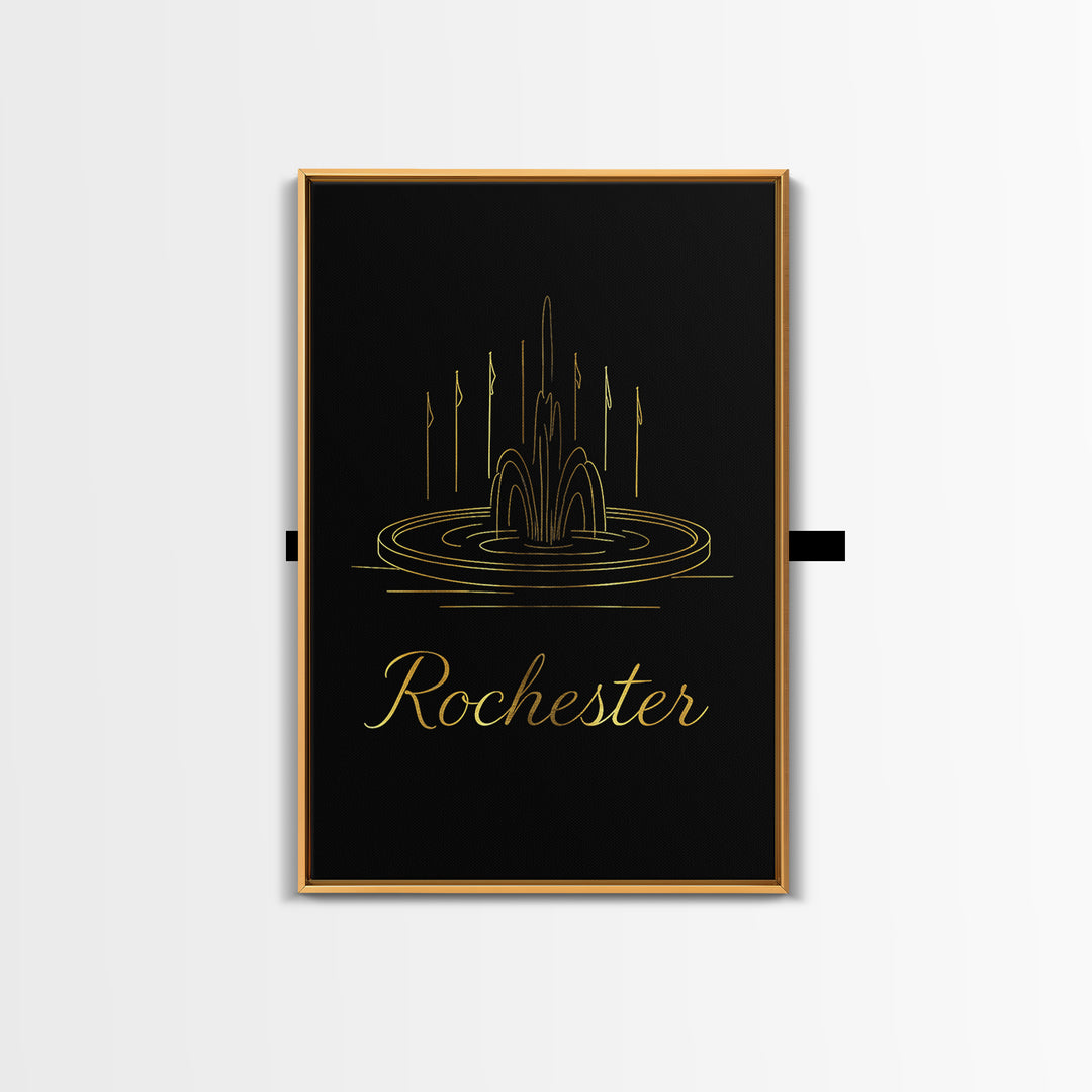 Rocherster Travel Poster, Framed Canvas Print, Dark Minimalist Wall Art, Rocherster Wall Art, Travel Art Print, Gift For Travelers