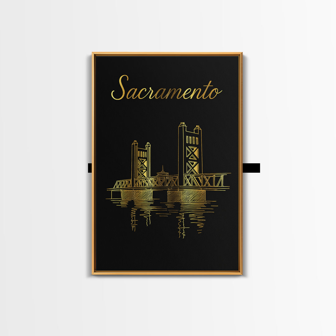 Sacramento Travel Poster, Canvas Print, Dark Minimalist Wall Art, Sacramento Poster Print, Travel Poster Art, Wanderlust Decor