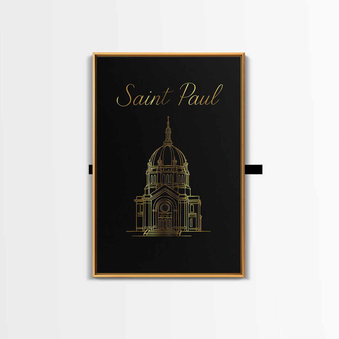 Saint Paul Travel Poster, Canvas Print, Minimalist Gold Line Art, Saint Paul City Art, Travel Wall Art, Fine Art Print, Eclectic Wall Decor