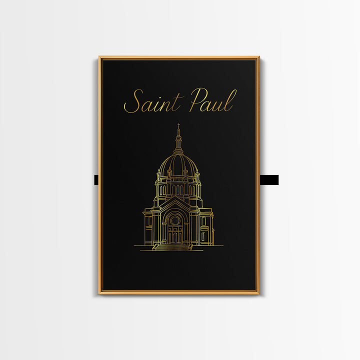 Saint Paul Travel Poster, Canvas Print, Minimalist Gold Line Art, Saint Paul City Art, Travel Wall Art, Fine Art Print, Eclectic Wall Decor