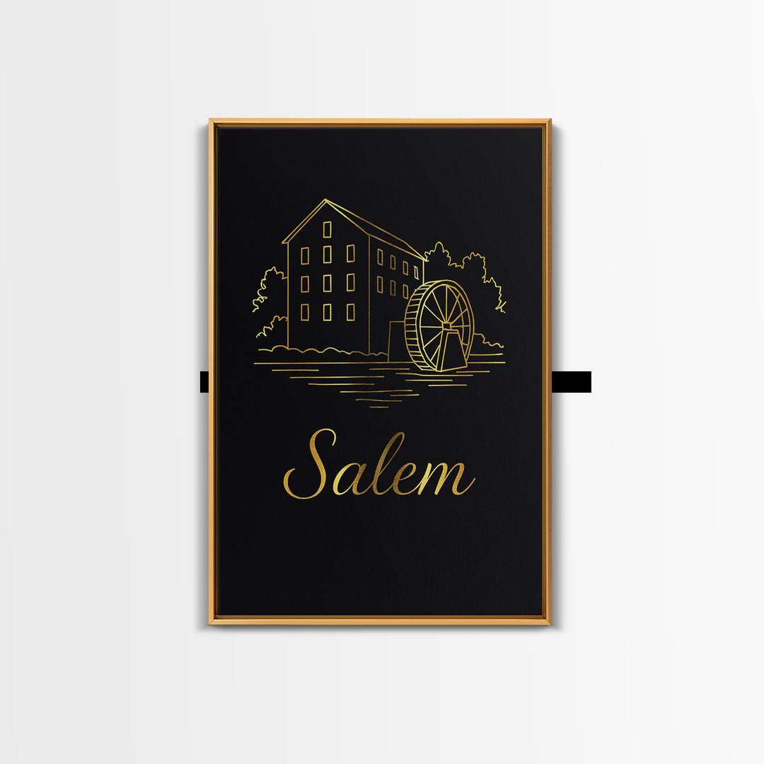 Salem Oregon Travel Poster, Canvas Print, Minimalist Gold Line Art, Salem Art Print, Travel Wall Art, Travel Poster Set, Travel Poster Art