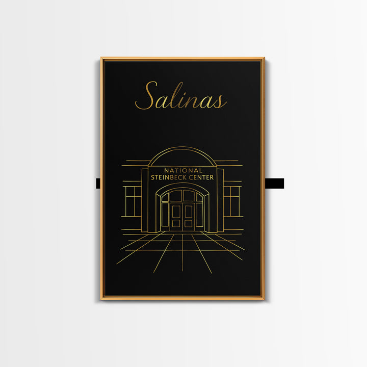 Salinas Travel Poster, Canvas Print, Gold Outline Poster Art, Salinas Poster Print, Travel Wall Art, Eclectic Wall Decor, City Travel Prints