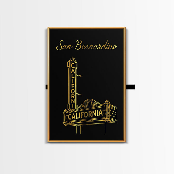 San Bernardino California Travel Poster, Canvas Print, Dark Minimalist Wall Art, San Bernardino Travel Art, Retro Travel Print, Retro Poster