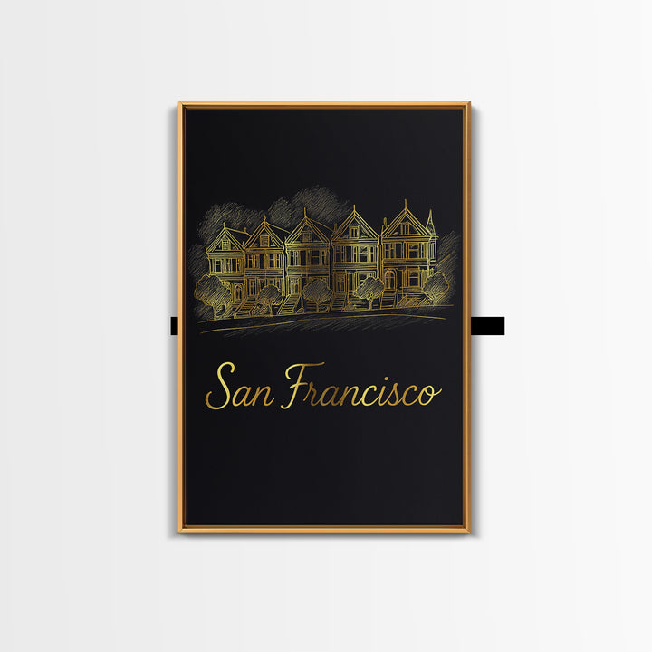 San Francisco California Travel Poster, Canvas Print, Dark Minimalist Wall Art, San Francisco Travel Art, Living Room Wall Art, Travel Gift